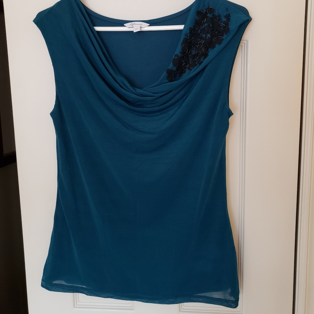 2/$20 Reitmans Sleeveless Top Cowl Neck Teal Colour Size Small